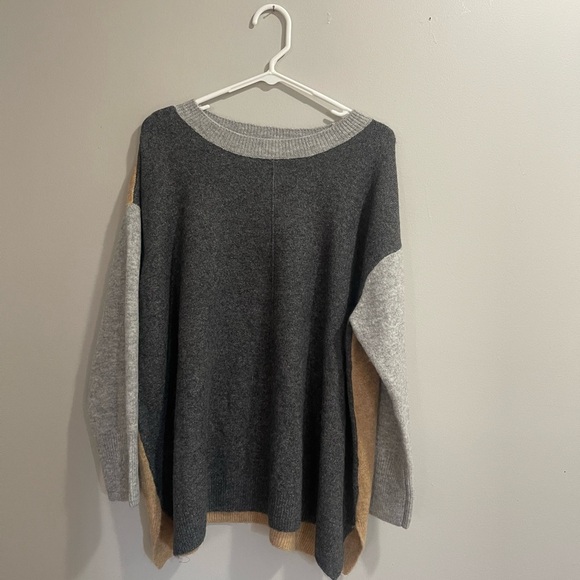 VINCE CAMUTO Sweater Top Long Sleeve Gray, Tan Multicolored - Picture 2 of 5